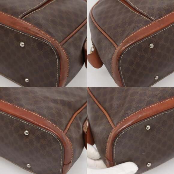 CELINE Macadam Canvas Hand Bag Pvc Leather Brown Gold - Picture 10 of 12